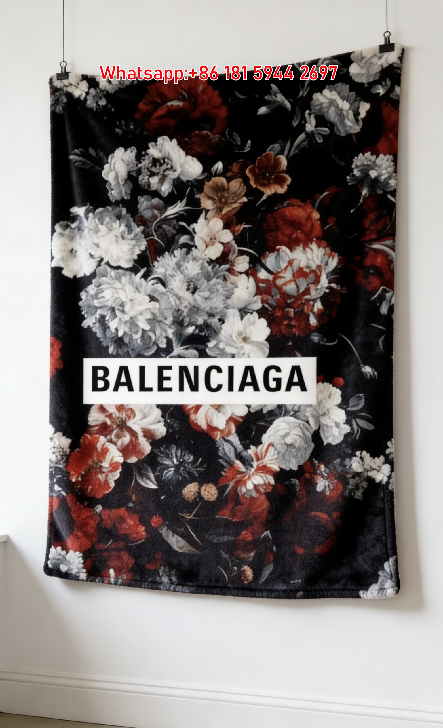 Balenciaga Floral Flannel Sofa Throw Blanket Luxury Brand Cover BA009